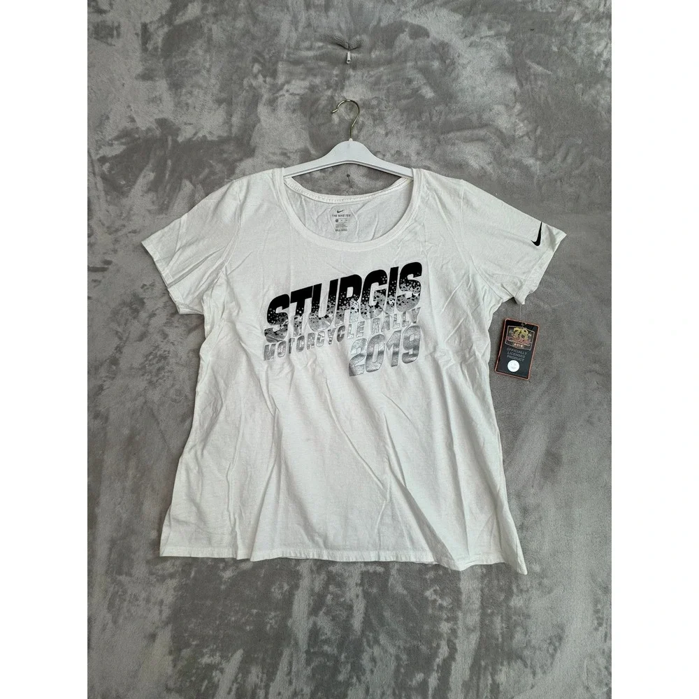 Nike‎ Sturgis Motorcycle Rally 2019 Graphic T Shirt White XL Athletic Cut